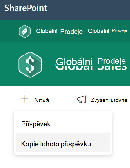 Vytvoření kopie příspěvku