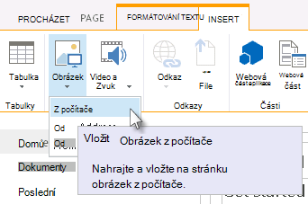 Možnost vložení obrázku z počítače
