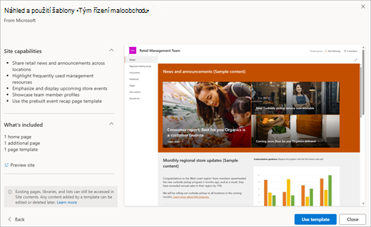 Předběžná verze sharepointové šablony od Microsoftu.