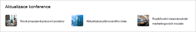 Webová část Rychlé odkazy zobrazující miniatury odkazů