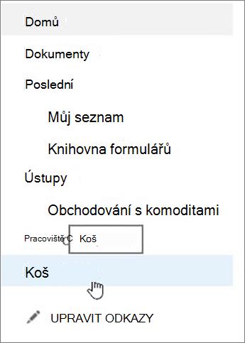V navigaci nalevo zvolte Koš.
