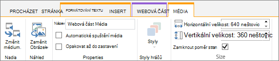 Karta Média na pásu karet Úpravy