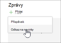 Přidání odkazu na příspěvky z webové části Příspěvky