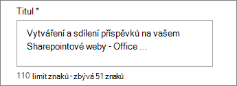 Přidání názvu položky příspěvku