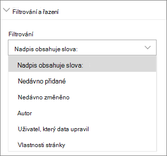 Filtrování a řazení zpráv