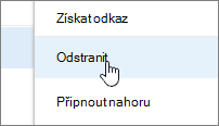 Položka nabídky Odstranit v nabídce elipsy