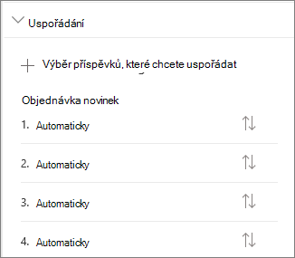 Uspořádání oddílu příspěvků