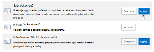 Příklady funkcí kolekce webů, které můžete aktivovat pro SharePoint