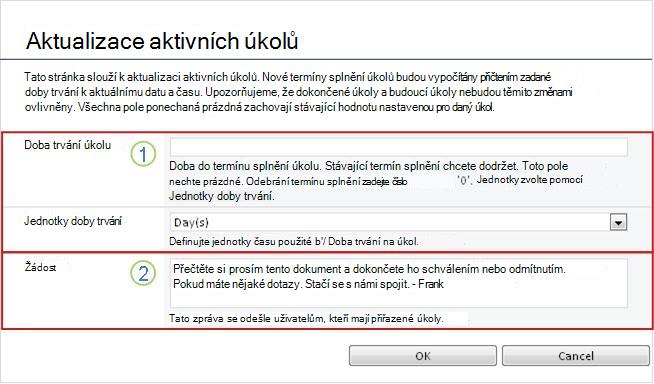 Formulář pro změny aktivních úkolů