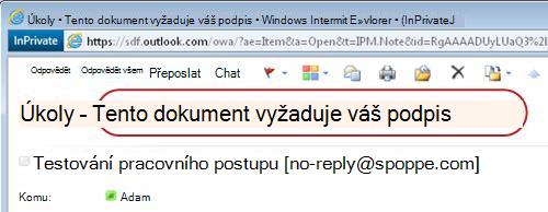 Identifikační text v oznámení o úkolu