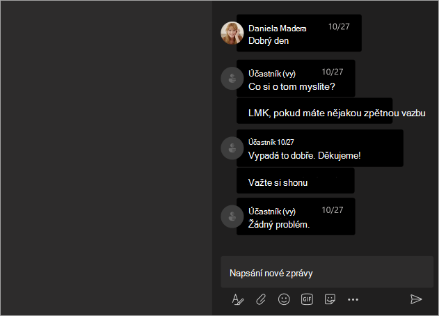 Snímek obrazovky zobrazující zobrazení účastníků, když jsou na schůzce nebo webináři v Teams skrytá jména.