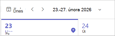 Změna měsíce a roku v levém horním rohu stránky