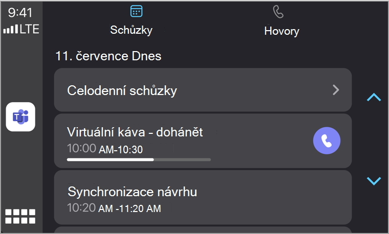 Karta Schůzky v autě