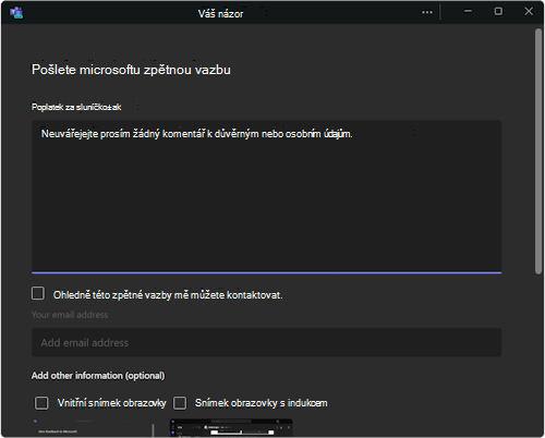 Dialog pro poskytnutí zpětné vazby