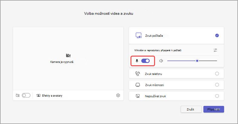Správa zvuku před schůzkou