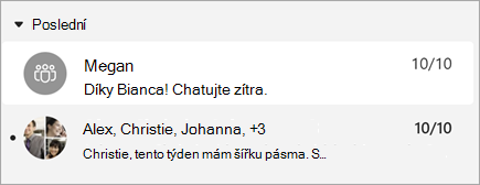 Snímek obrazovky se zprávami s náhledem zprávy, který zobrazuje i časové razítko.