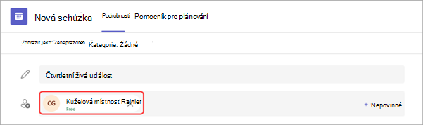Snímek obrazovky znázorňující, jak připojit MTR k živé události v Teams.