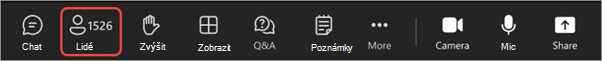 Snímek obrazovky s ovládacími prvky schůzky na setkání se zaměstnanci se zvýrazněnou možností 