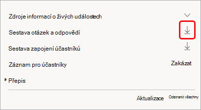Sestava je k dispozici po skončení události.