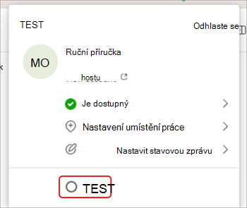 Snímek obrazovky ukazující, jak přepnout organizaci v Microsoft Teams.