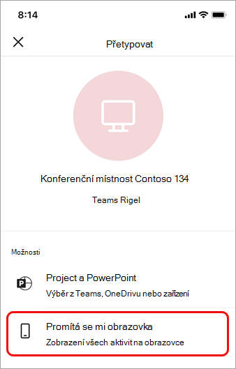 Klepněte na Zobrazit mou obrazovku.