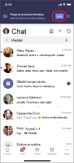 Přidání zařízení do Teams na iPhonu