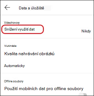 Nastavení Teams-mobile-reduce data usage