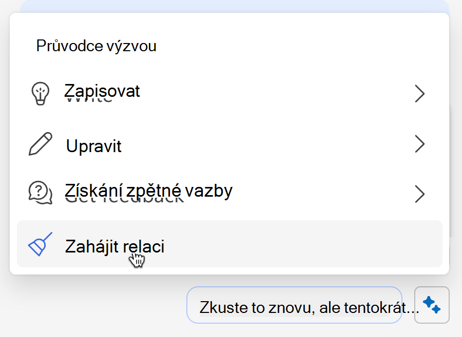 Snímek obrazovky ukazuje, jak vymazat paměť Copilots z nabídky Sparkle.
