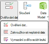 Příkaz Zakroužkovat neplatná data (na pásu karet)