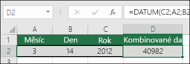 Funkce DATUM – příklad 1