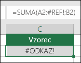 Pokud odkaz na buňku není platný, zobrazí Excel chybu #REF!