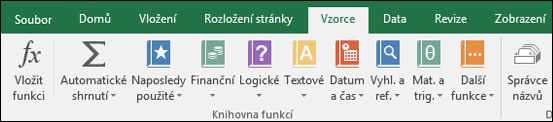 Karta Vzorce Excelu na pásu karet