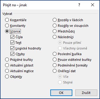 Dialog Přejít na – jinak