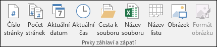 Záhlaví & Zápatí – karta na pásu karet Návrh