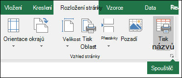 Snímek obrazovky ikony pro otevření dialogového okna Vzhled stránky