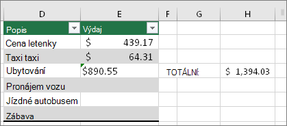 #VALUE! je pryč a nahradil ji výsledek vzorce. Zelený trojúhelníček v buňce E4