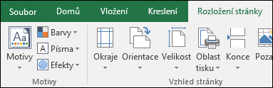 Karta Rozložení stránky na pásu karet
