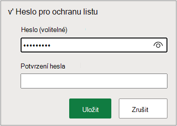 Nastavení hesla listu