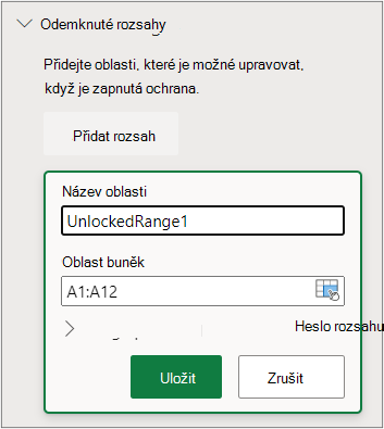 Nastavení ochrany rozsahu