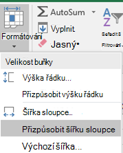 Obrázek domovské stránky > Přizpůsobení > šířky sloupců