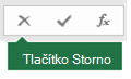 Obrázek tlačítka Zrušit na řádku vzorců