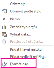 Snímek obrazovky s příkazem Formát osy v místní nabídce.