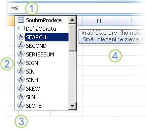 Automatické dokončování vzorce