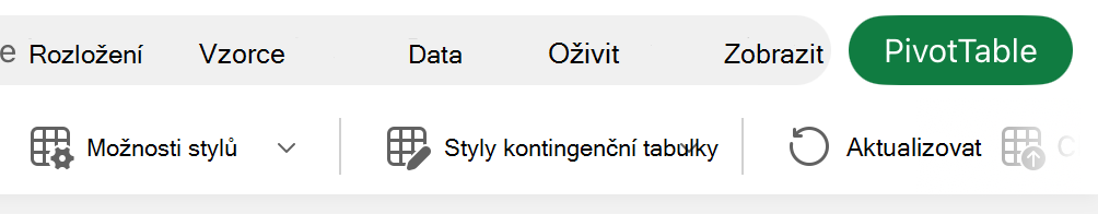 Tlačítko Možnosti stylů na iPadu