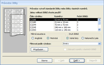 První stránka Průvodce štítky