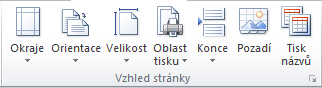Vzhled pásu karet aplikace Excel