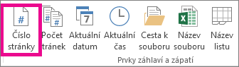 Ve skupině Prvky záhlaví & zápatí klikněte na Číslo stránky