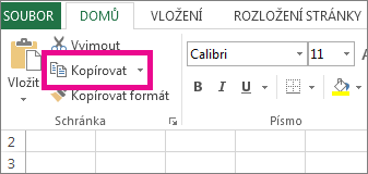 Na kartě Domů klikněte na Kopírovat
