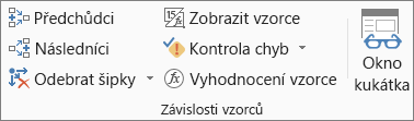 Skupina Závislosti vzorců na kartě Vzorec