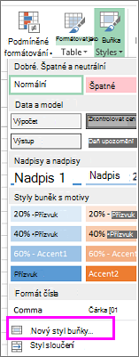 Nová možnost stylu buňky